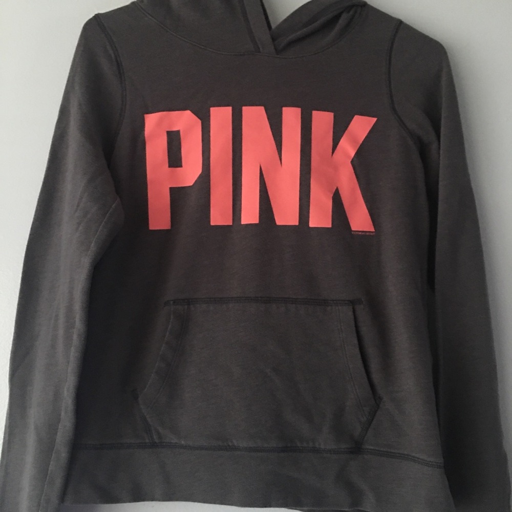 PINK Small gray hoodie.